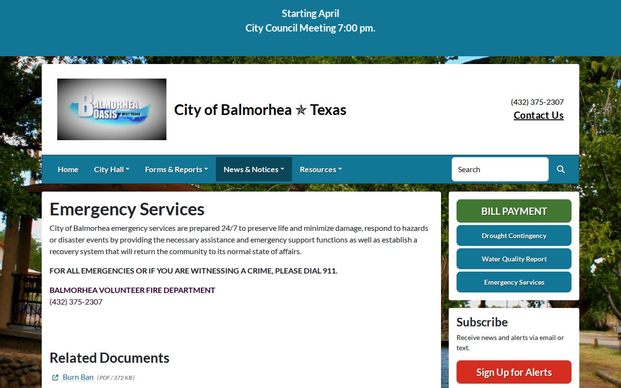 Balmorhea emergency services routing for Balmorhea warrant records questions
