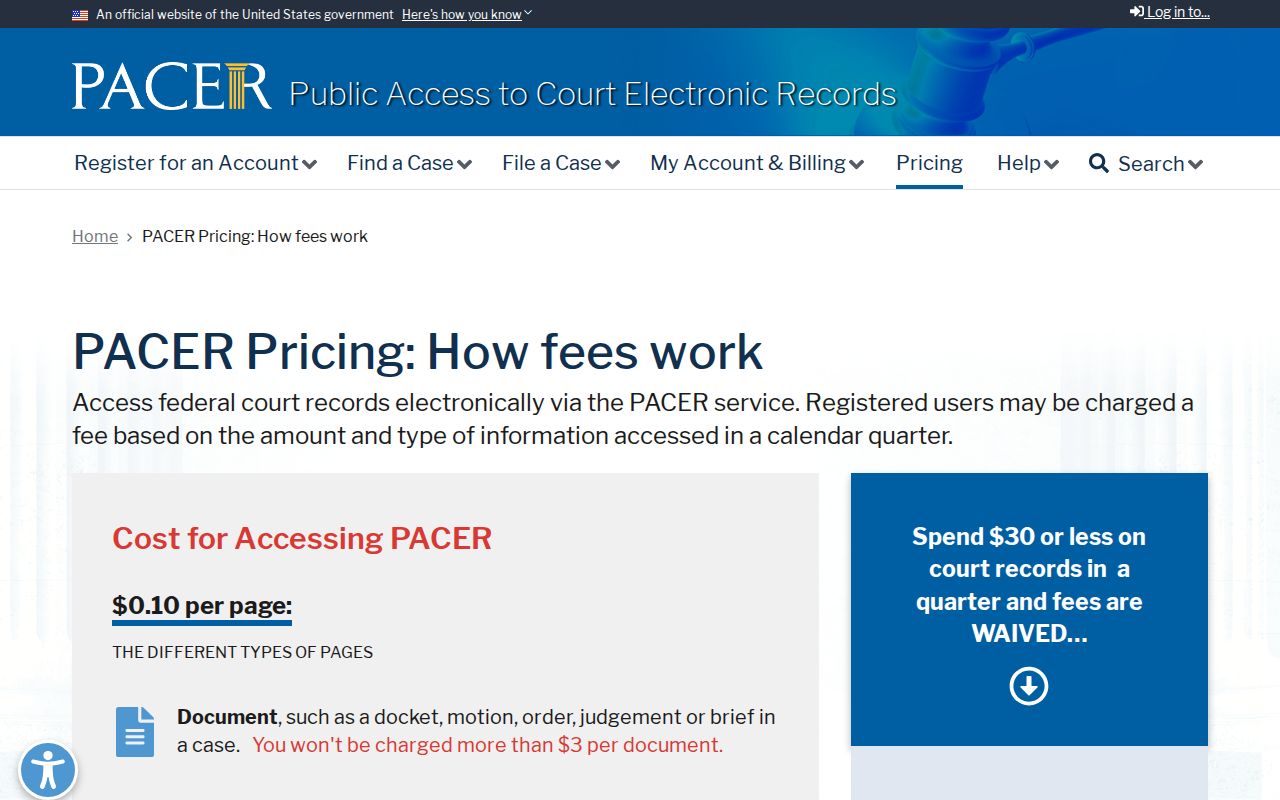 Reeves County federal warrant records: PACER fees and public docket access